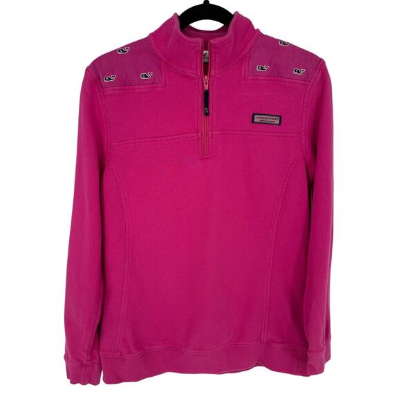 Vineyard Vines Tops - Vineyard Vines Pink Whale Print 1/4 Zip Sweatshirt Activewear Athleisure M
